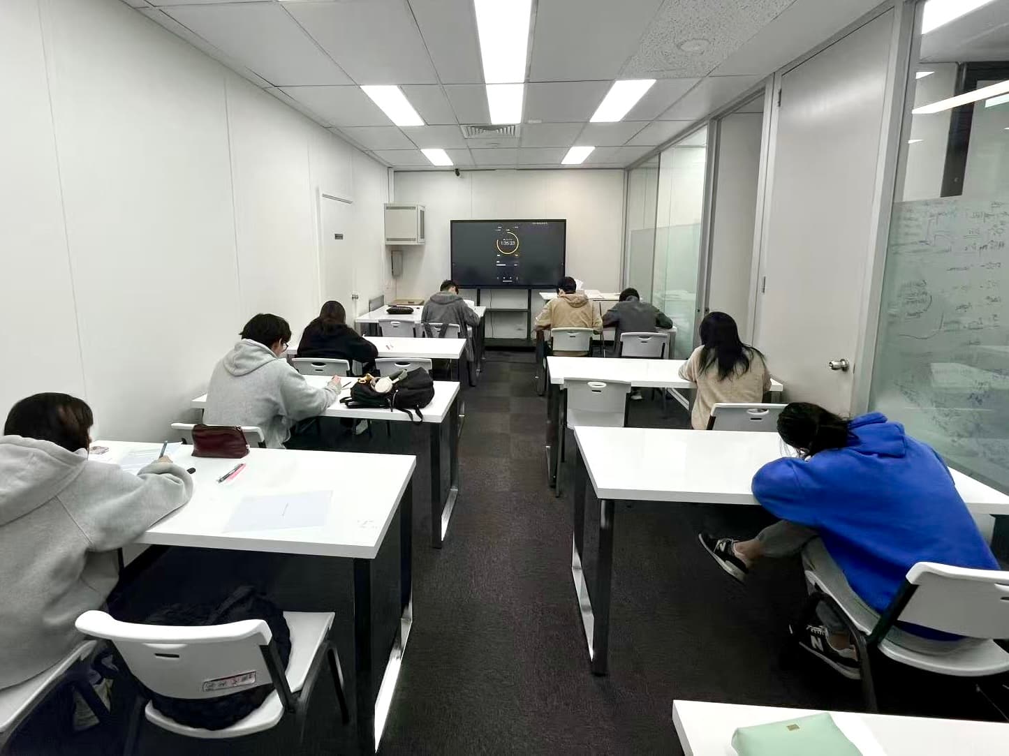 VCE mock exam room at Austin Education with students working at spaced individual desks under exam conditions