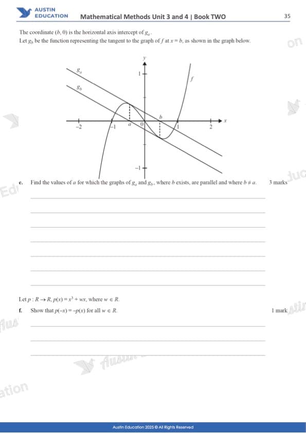 VCE Mathematical Methods textbook Unit 3 worked example